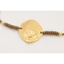 Pulsera ORO 18K. Hilo marrón con nudo serpiente co