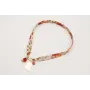 Collar lazo estampado bies flores beige y rojas co