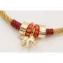 Pulsera cordón retorcido trenzado mostaza con aro 