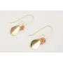 Pendientes gancgo largo dorado con chip turmaline 