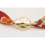 Pulsera lazo estampado bies flores beige y rojas c