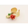 Anillo con burruño micro tubos coral,caracola dora