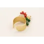 Anillo con burruño micro tubos coral,caracola dora