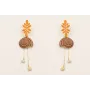Pendientes perno pétalos esmaltados naranja con ca