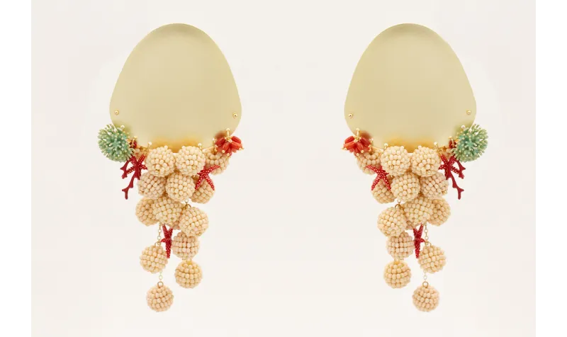 Pendientes perno gota grande con bolas de abalorio