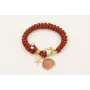 Pulsera de cordón marrón hilo dorado con nudo serp