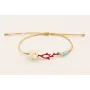 Pulsera hilo dorado con nudo serpiente con burruño