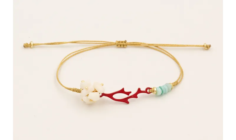 Pulsera hilo dorado con nudo serpiente con burruño