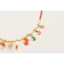 Collar micro tubos coral y cubos dorados mate con 