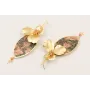 Pendientes perno lamina satinada con flor dorada m