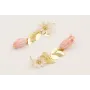 Pendientes perno flor esmalte natural crema,, colg
