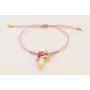 Pulsera hilo macramé lila con nudo serpiente centr