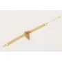 Pulsera cadena tira dorada mate con centro hoja es