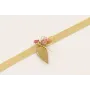 Pulsera cadena tira dorada mate con centro hoja es