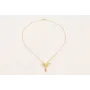 Collar cadena micro ovalo dorado mate con colgante
