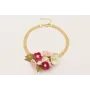 Collar cadena tira dorada mate con flores acampana