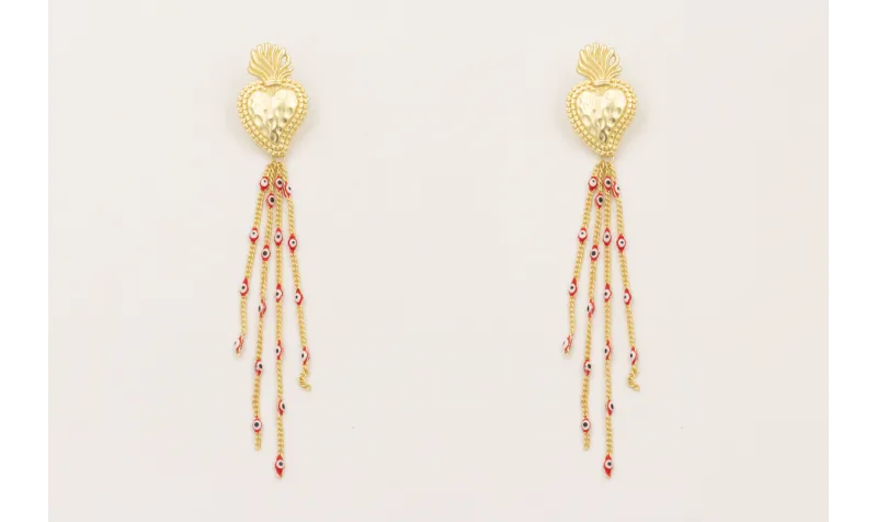 Pendientes sagrado corazón dorado mate con colgant