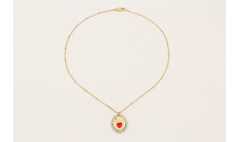 Solitario cadena microbola dorada mate con colgant