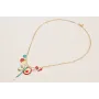 Collar cadena eslabón ovalado con colgantes, esmal