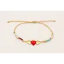 Pulsera hilo metalico dorado con colgante 2 anilla