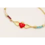 Pulsera hilo metalico dorado con colgante 2 anilla