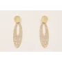 Pendientes perno disco dorado mate y filigrana ova