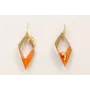 Pendientes aro coral dorado mate con rombo biselad