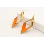 Pendientes aro coral dorado mate con rombo biselad