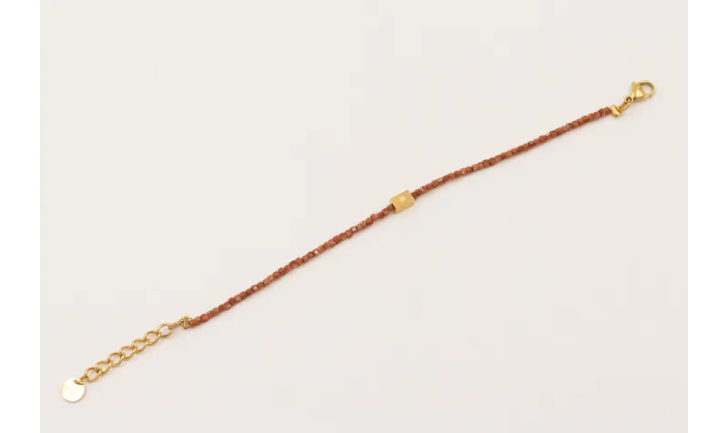 Pulsera con cubo facetado cuarzo marrón con tubo r