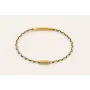 Pulsera driza hilo metalico, verde,blanco y salmón