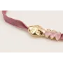 Pulsera seda natural lila con pepita transversal d