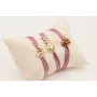 Pulsera seda natural lila con pepita transversal d
