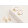 Pendiente aro dorado con miyukis lilas, mini facet