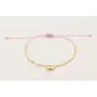 Pulsera hilo macramé lila koala dorado y facetadas