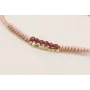 Pulsera hilo macramé lila y dorado con facetadas m