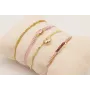 Pulsera hilo macramé lila y dorado con facetadas m