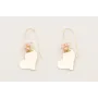 Pendientes gancho dorado con bola de perlas tostad