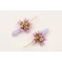 Pendientes perno pivote dorado mate con flor miyuk