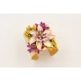 Brazalete ancho dorado mate con flores de miyuki l