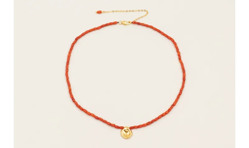 Collar micro tubo de coral con disco aplastado, ci