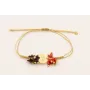 Pulsera hilo macramé dorado con burruños de chips
