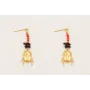 Pendientes perno bolita con chips coral marrones y