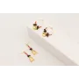 Pendientes perno bolita con chips coral marrones y