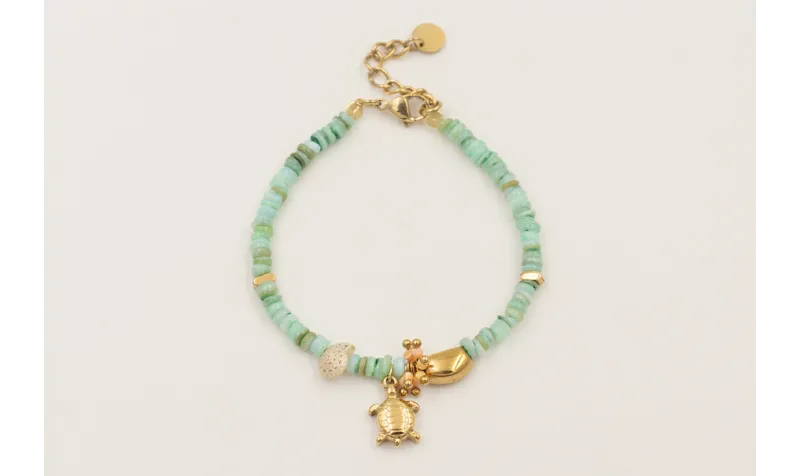 Pulsera discos coral color turquesa, burruño facet