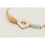Pulsera de acero inoxidable con hilo dorado nudo s