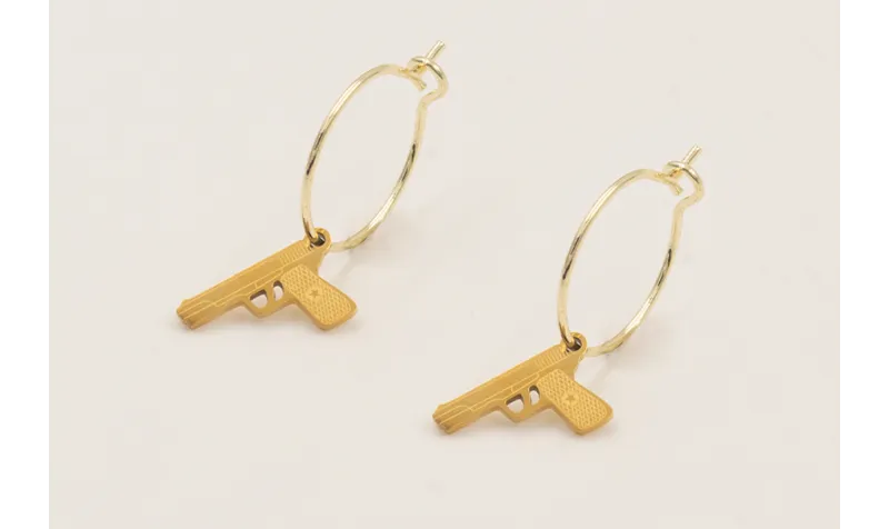 Pendientes de acero inoxidable aro y colgante pist