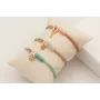 Pulsera cordón hilo dorado color rosa palo con ari