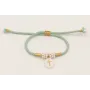 Pulsera cordón hilo dorado color turquesa con arit