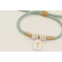 Pulsera cordón hilo dorado color turquesa con arit