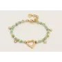 Pulsera discos coral color turquesa, bolas facetad